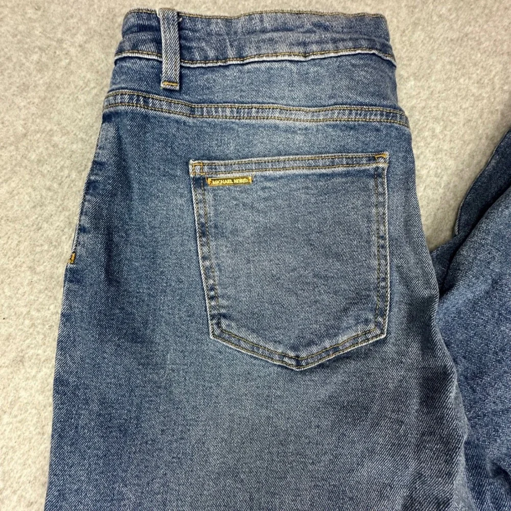 Michael Kors Womens Blue High Rise Wide Leg Denim Jeans Size‎ 14 Patch Pocket